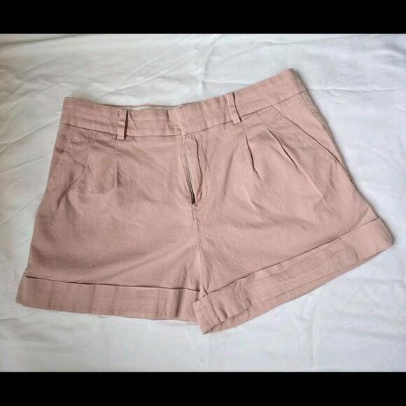 Uniqlo Women's Short Pants Light Pink Linen Blend Size 8 Wide Leg - Picture 1 of 7